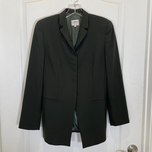 Armani Collezioni Forest Green Blazer Jacket Wool Sleek Minimalist Career 8 44